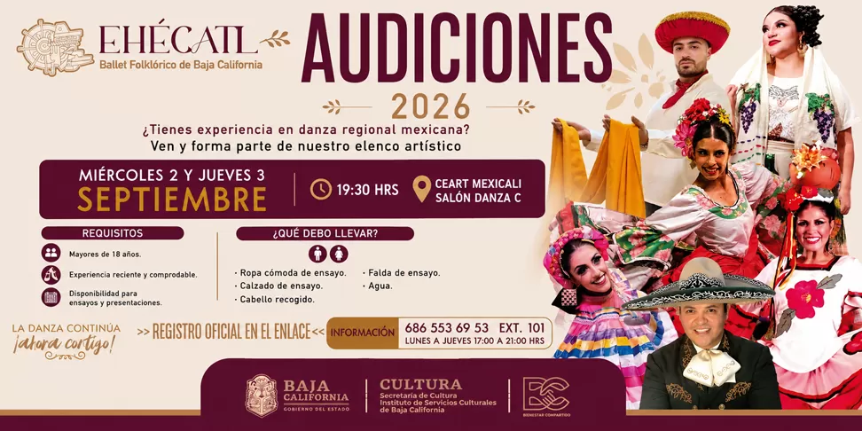 Ballet Folklórico de Baja California Ehécatl, Mexicali 2026 en Mexicali — boletos y fecha